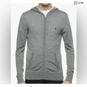 All Saints Charcoal Zip-Up Men's Sweater